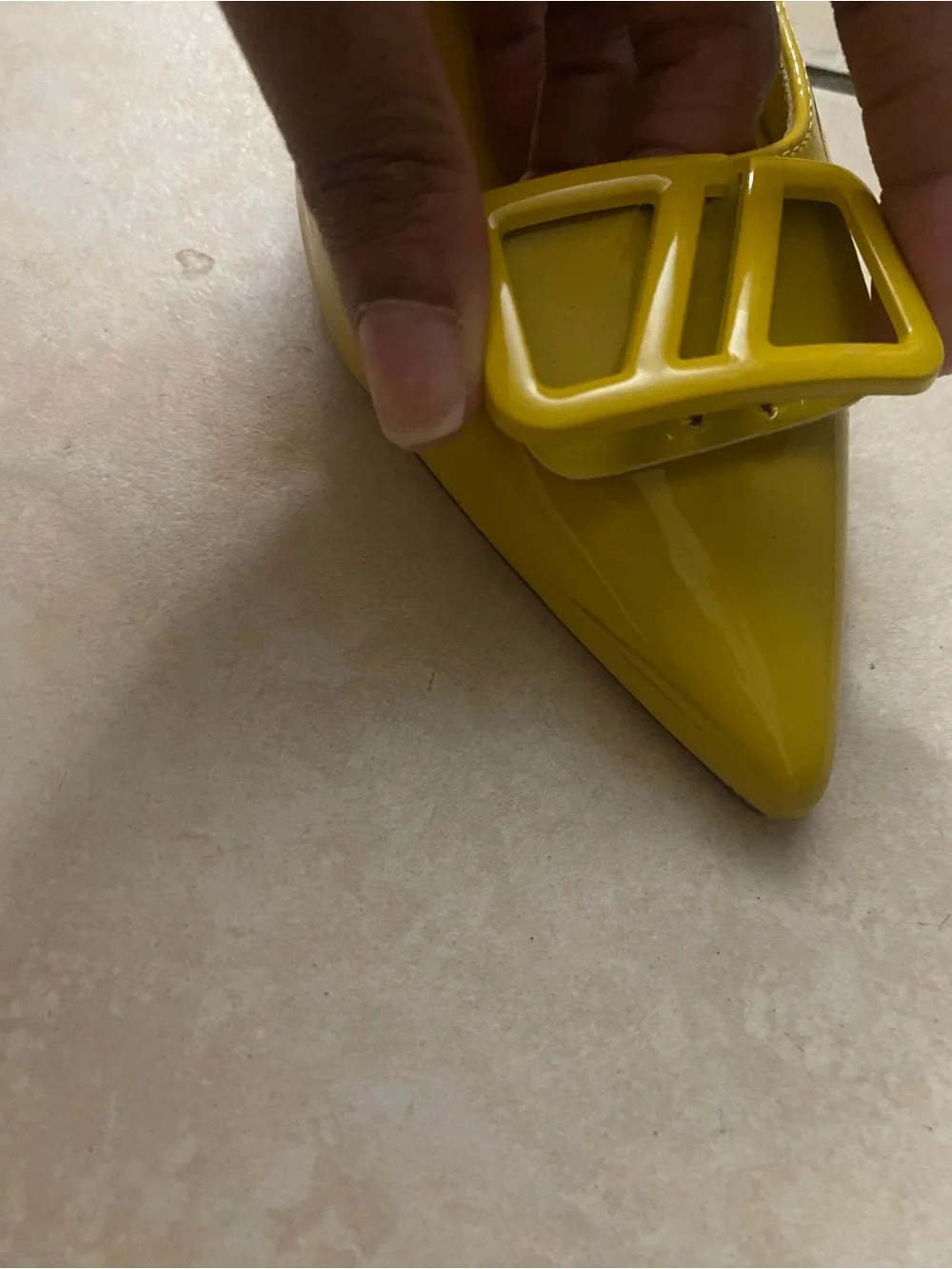 Yellow Pointed-Toe Slingback Heels